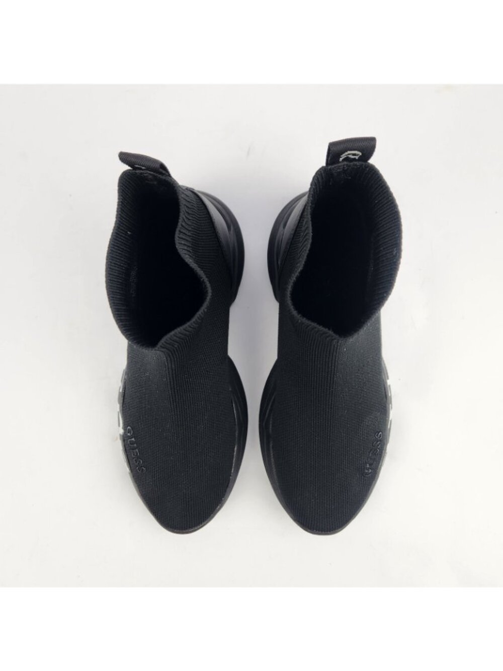 GUESS Black Sock Sneakers Size 5.5 High Top Knit Logo Athletic Running Shoes Wm - Picture 5 of 14